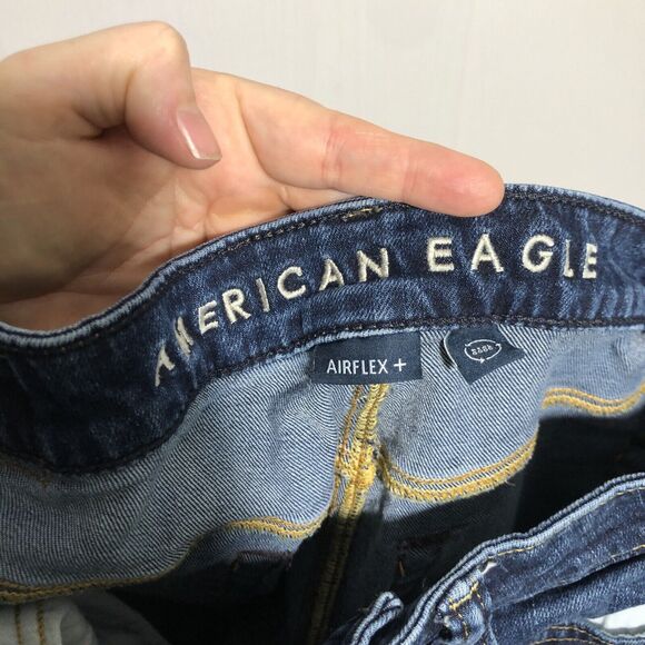 American Eagle Jeans Mens 30 30 Blue Original Bootcut Dark Wash Denim Airflex+ - Picture 10 of 12